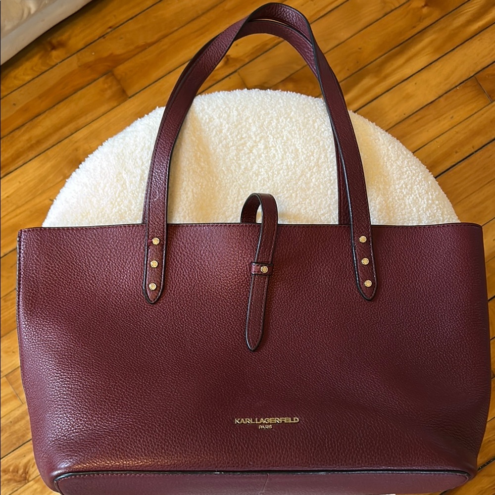 Karl Lagerfeld Burgundy Tote Bag